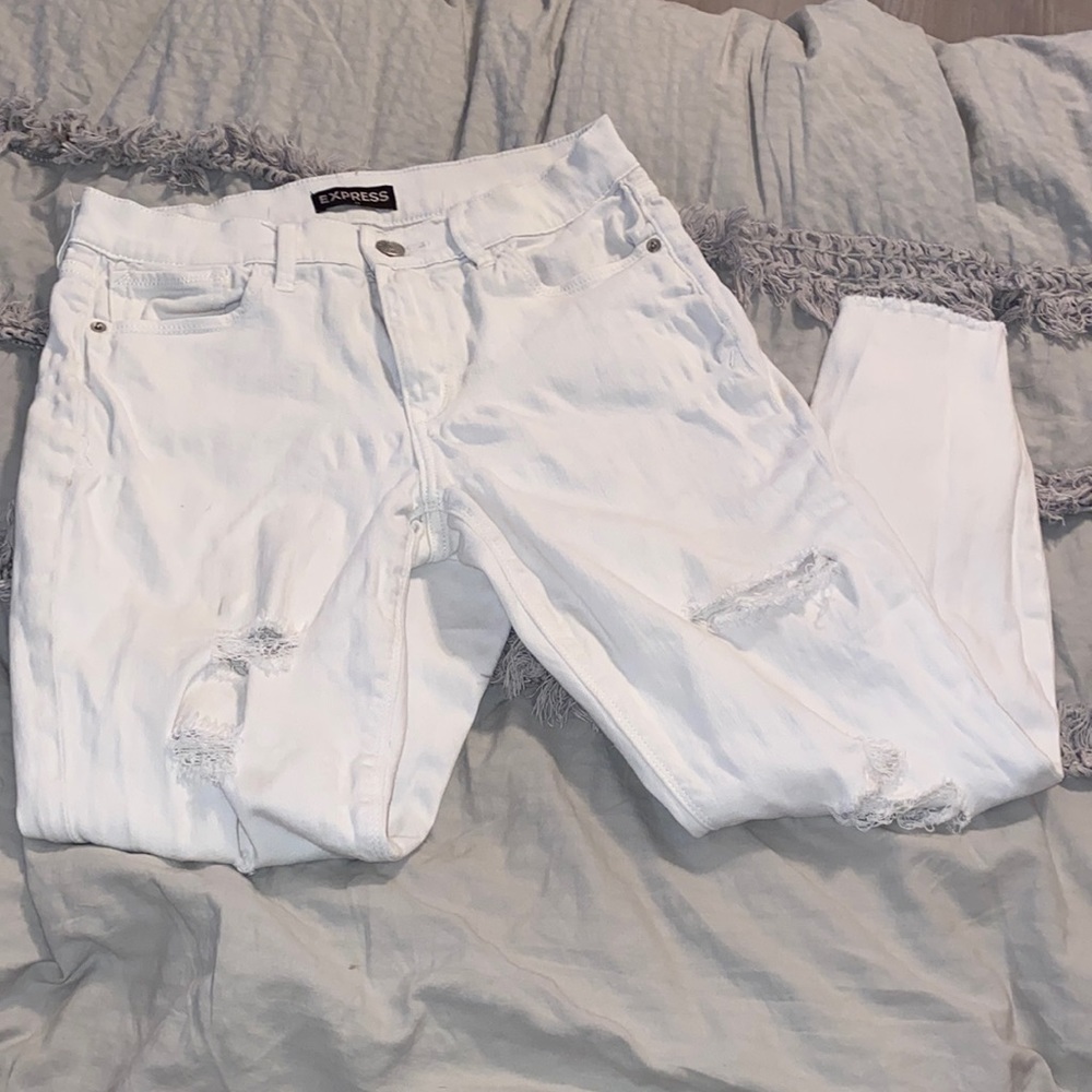 Express White Ripped Jeans